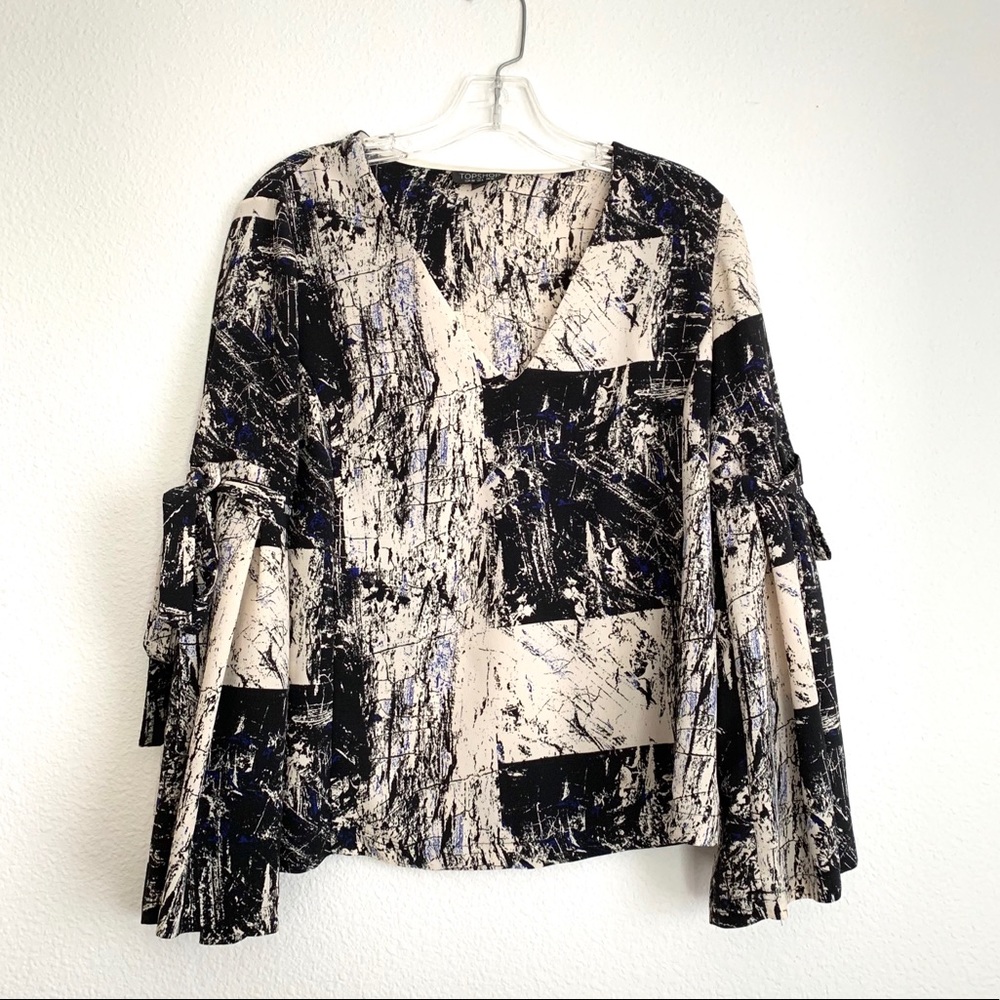 〰️ TOPSHOP Modern Print Blouse Top Shirt